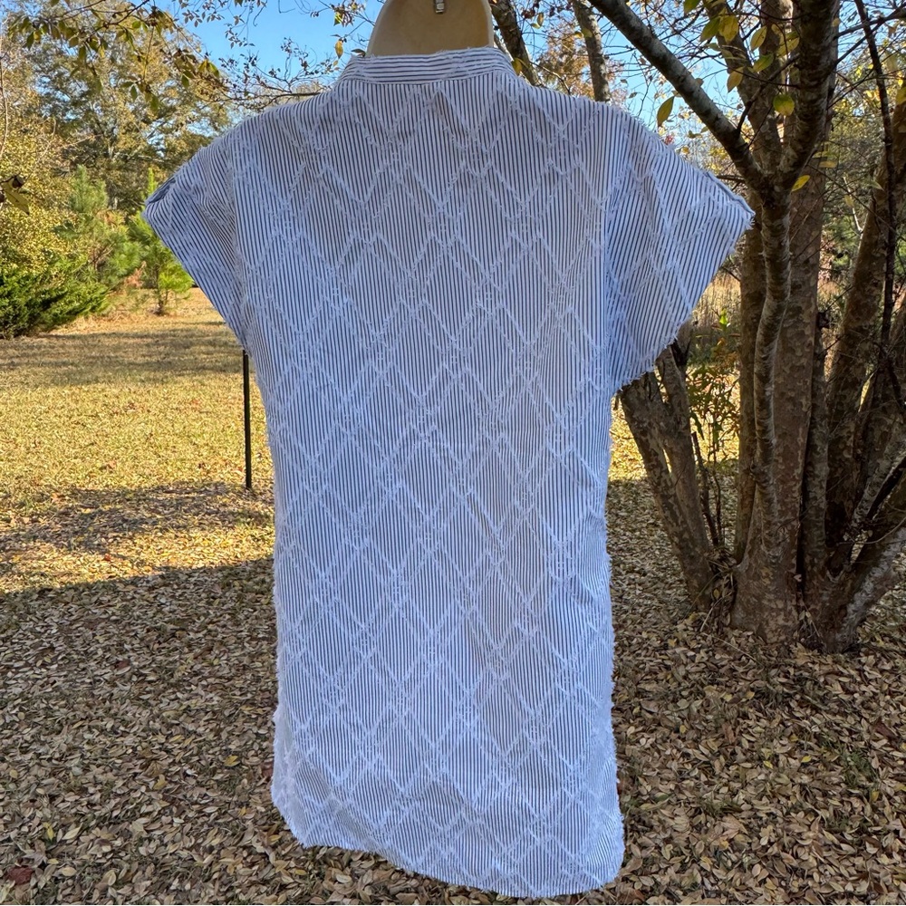 THML Pale Blue V-Neck Textured Mini Dress - Picture 3 of 16